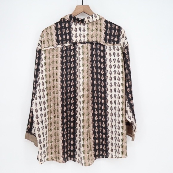 Free People Dreamy Days Pajamas Shirt Womens S Multi Long Sleeve Spread Collar - Picture 5 of 6